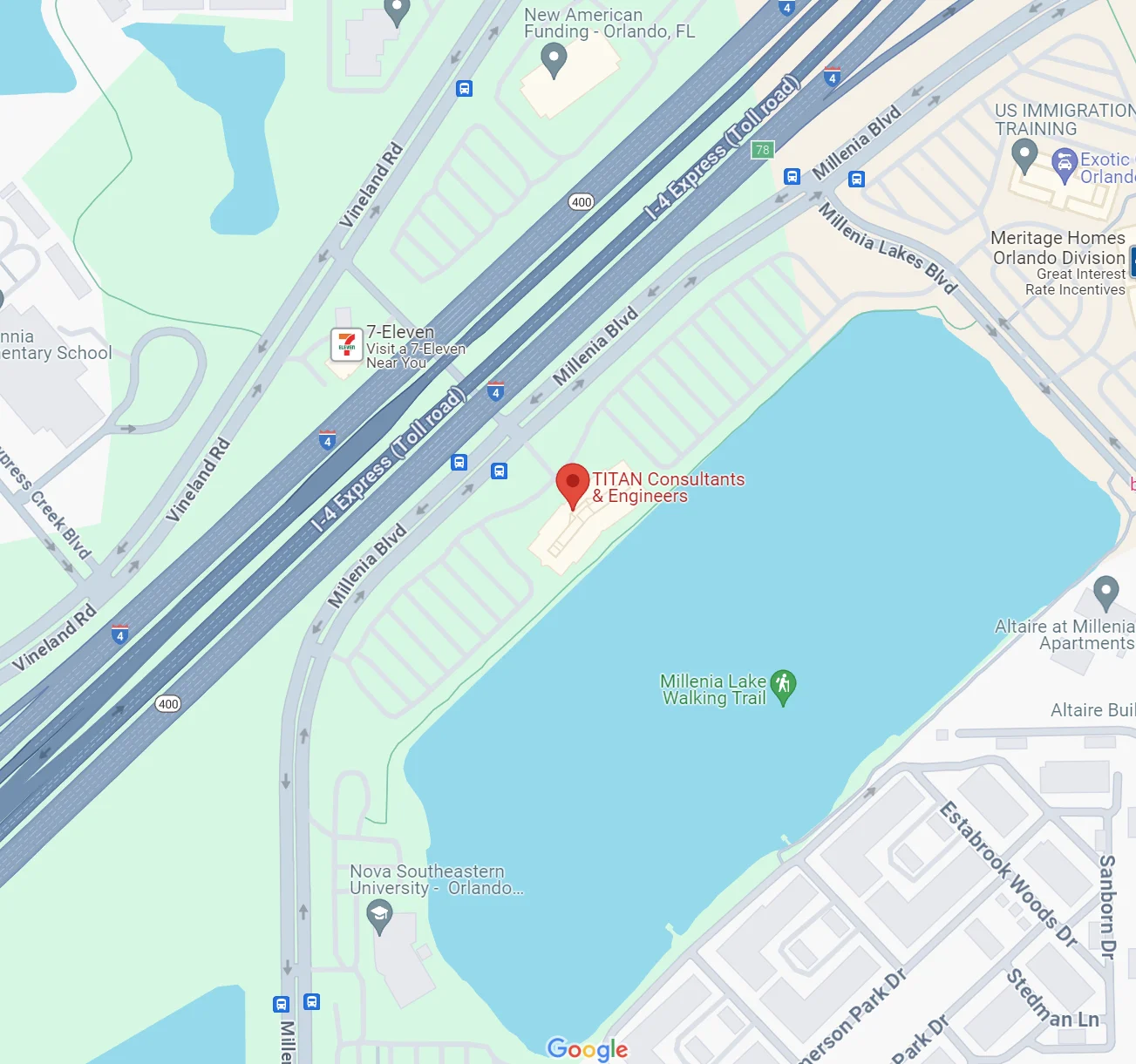 A map showing how and where were located when clients click on contact us