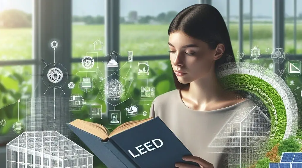 Image related to LEED Green Associate Exam preparation, featuring study materials, test preparation guides, or key concepts about sustainable building practices and green design principles required for the LEED certification