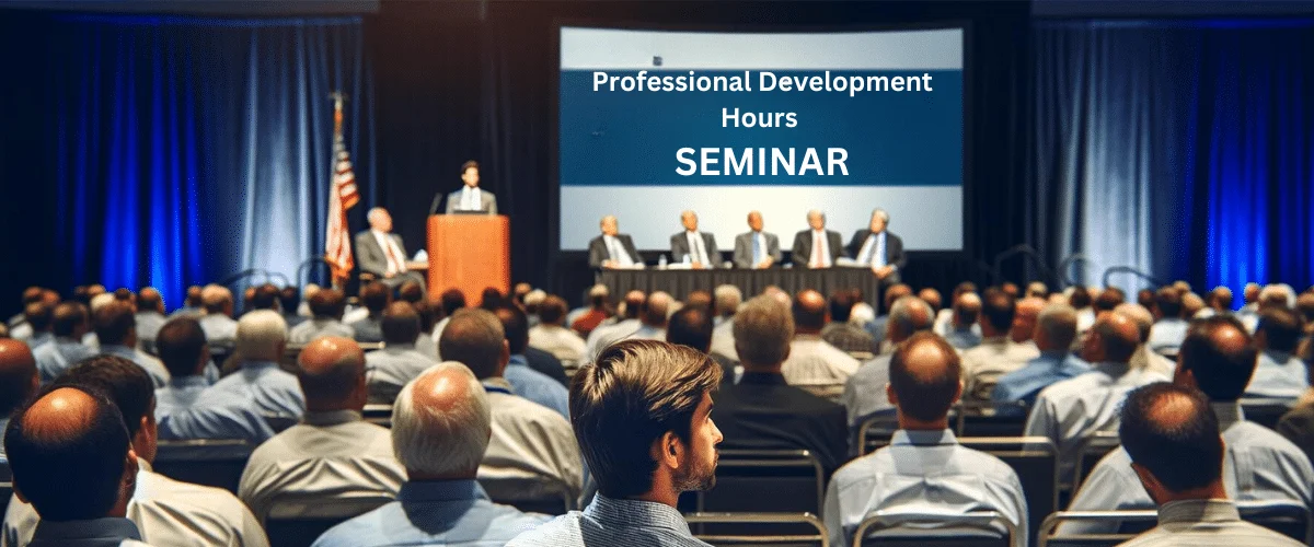 Florida structural engineer at an engineering seminar. The engineer is seated in the audience, visibly highlighted among appro