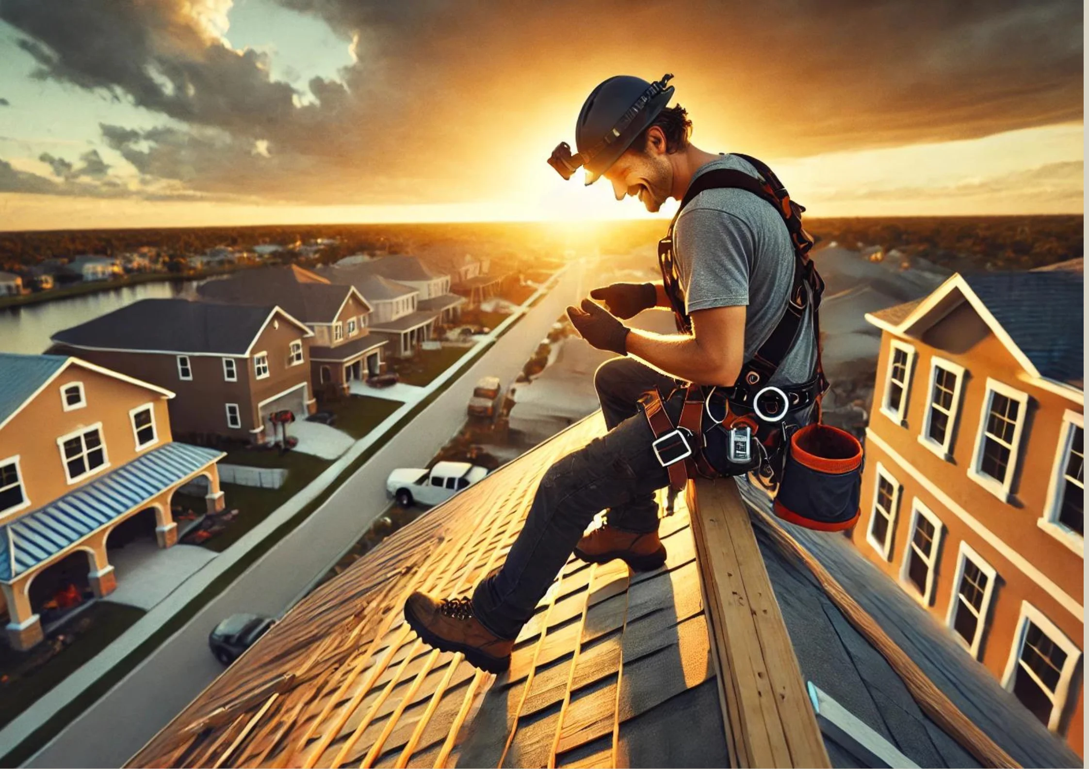 Fall Protection Worker on Roof